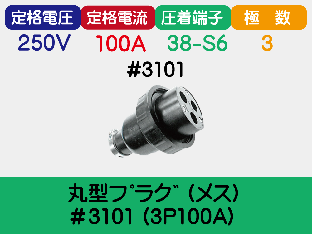 丸型ﾌﾟﾗｸﾞ (ﾒｽ) ＃3101 (3P100A)