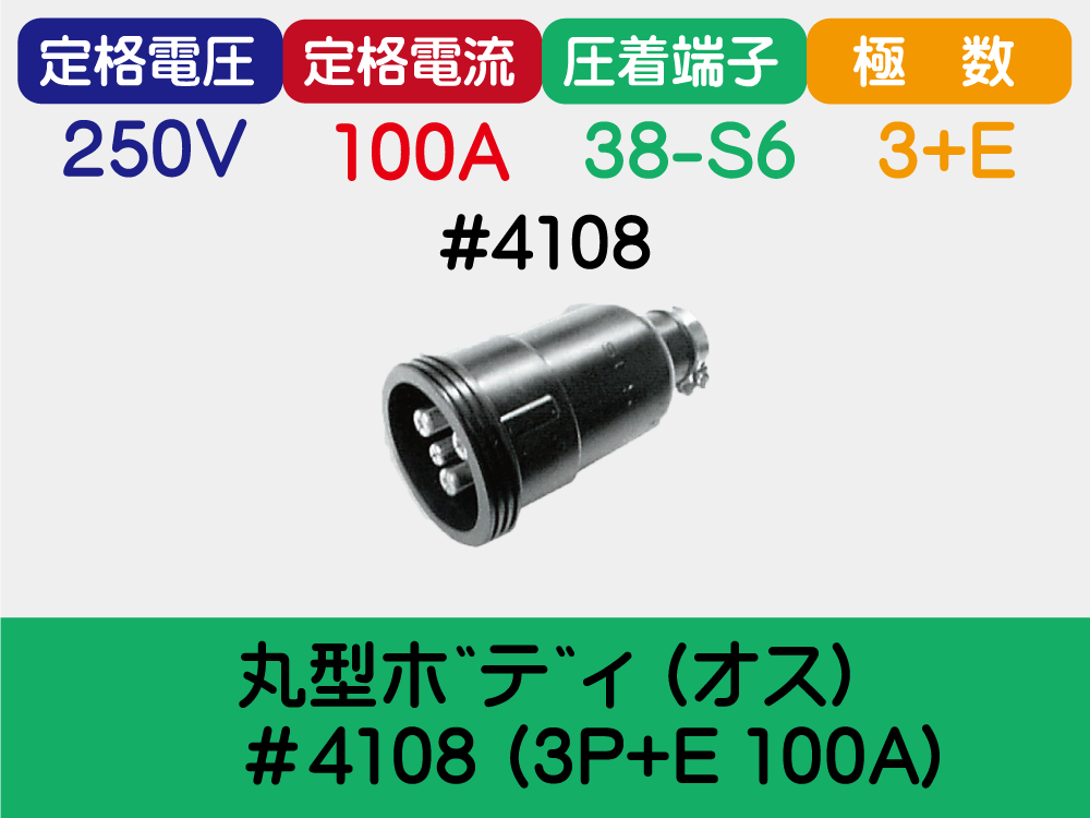 丸型ﾎﾞﾃﾞｨ (ｵｽ) ＃4108 (3P+E 100A)