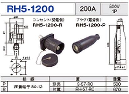 単極型コネクタ RH5-1200一覧