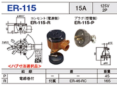 露出型コネクタ(防雨型) ER-115一覧