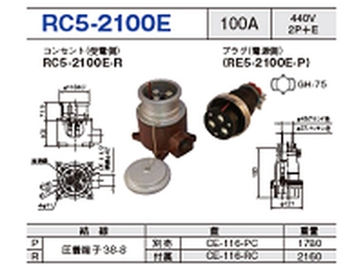 露出型コネクタ(防雨型 逆芯専用) RC5-2100E一覧