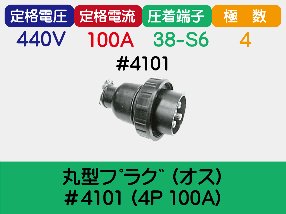 丸型ﾌﾟﾗｸﾞ (ｵｽ) ＃4101 (4P 100A)