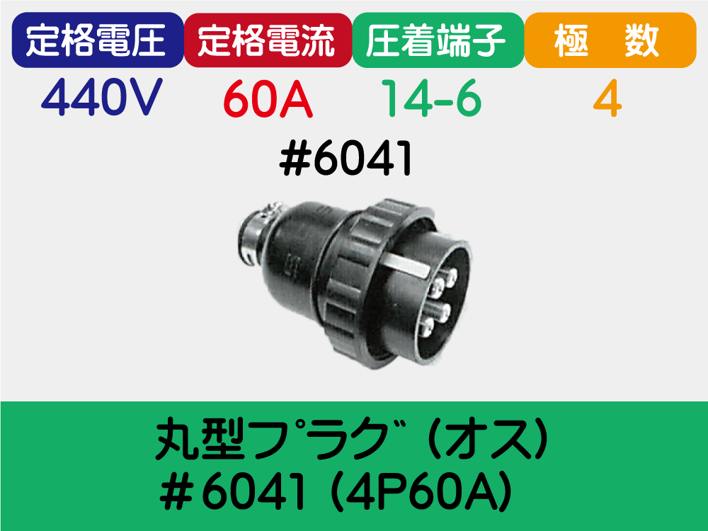 丸型ﾌﾟﾗｸﾞ (ｵｽ) ＃6041 (4P60A)