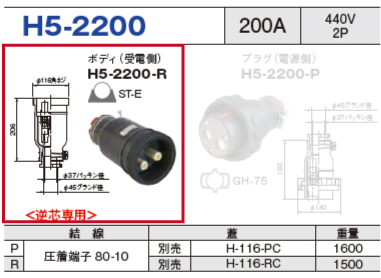 ボディ（受電側）H5-2200-R