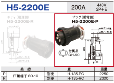 プラグ（受電側）H5-2200E-P