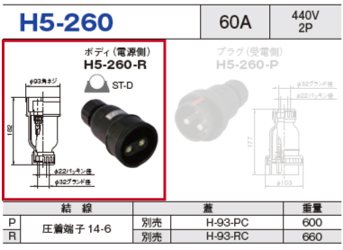 ボディ（電源側）H5-260-R