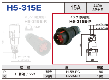 プラグ（受電側）H5-315E-P