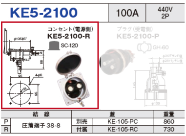 コンセント（電源側）KE5-2100-R