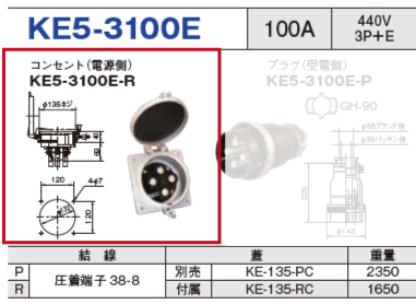 コンセント（電源側）KE5-3100E-R