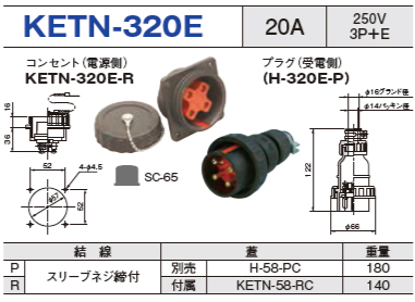 埋込型コネクタ KETN-320E コンセント プラグ セットKETN-320E-R,KETN-320E-P