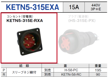 コンセント（受電側）KETN5-315E-RXA