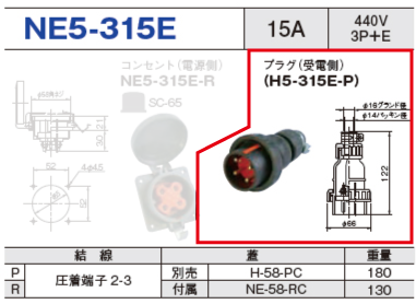 プラグ（受電側）NE5-315E-P