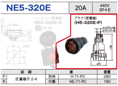 プラグ（受電側）NE5-320E-P